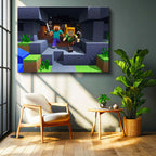 Yatay Kanvas Tablo Maden Keşfi Minecraft Tablosu Ev Ofis Salon Duvar Dekoru