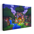 Yatay Kanvas Tablo Gece Kampı Minecraft Tablosu Ev Ofis Salon Duvar Dekoru