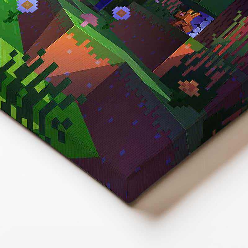 Yatay Kanvas Tablo Gece Kampı Minecraft Tablosu Ev Ofis Salon Duvar Dekoru