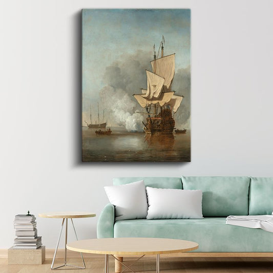Willem van de Velde - Denizde Yelkenliler Kanvas Tablo