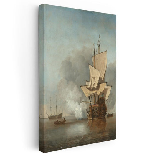 Willem van de Velde - Denizde Yelkenliler Kanvas Tablo