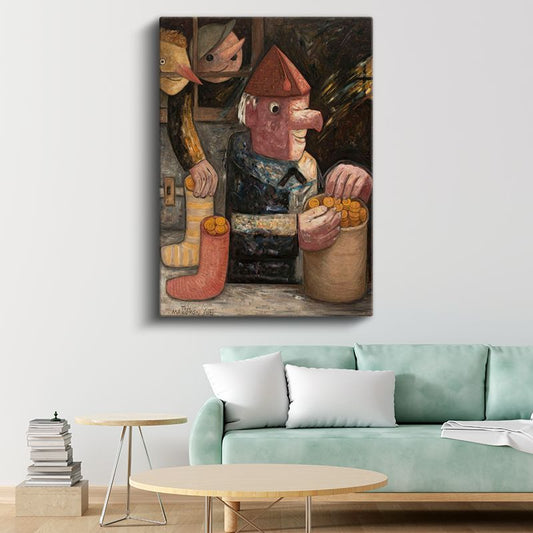 Tadeusz Makowski - Figüratif Sürrealist Kompozisyon Kanvas Tablo