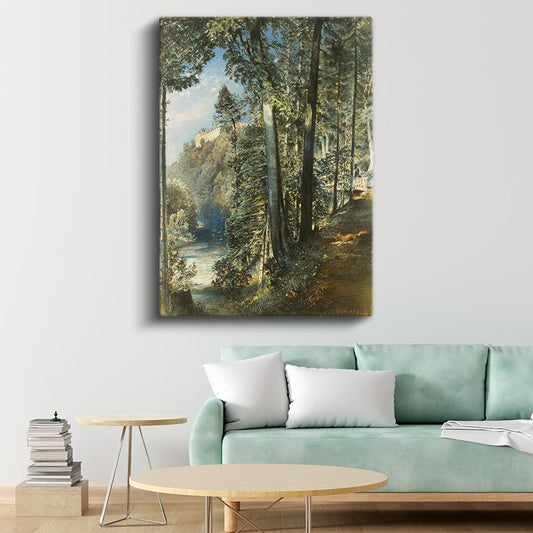 William Trost Richards - Nehir Kenarında Ağaçlar Kanvas Tablo