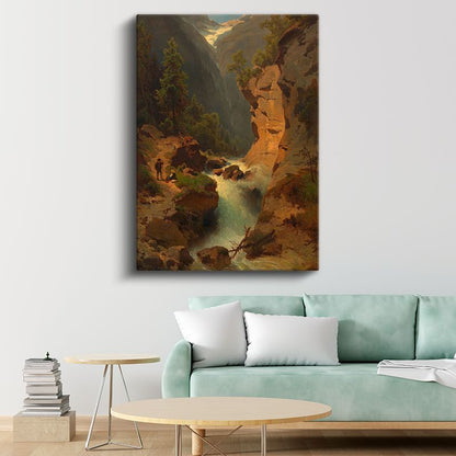 Albert Bierstadt - Dağlık Manzara ve Şelale Kanvas Tablo
