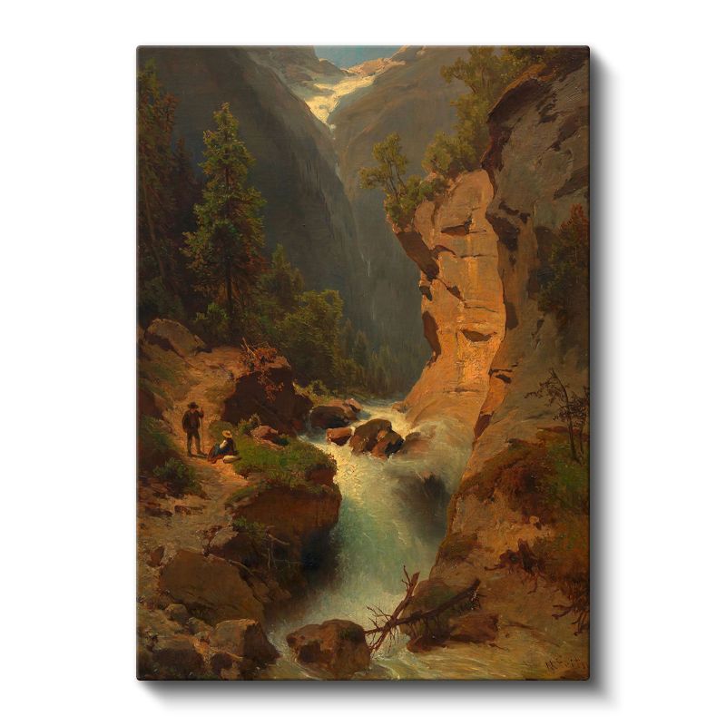 Albert Bierstadt - Dağlık Manzara ve Şelale Kanvas Tablo