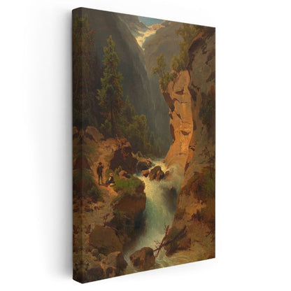 Albert Bierstadt - Dağlık Manzara ve Şelale Kanvas Tablo