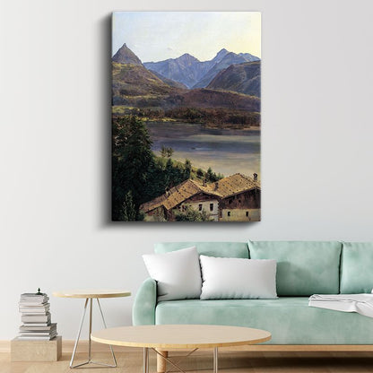 Albert Bierstadt - Alp Dağları Manzarası Kanvas Tablo