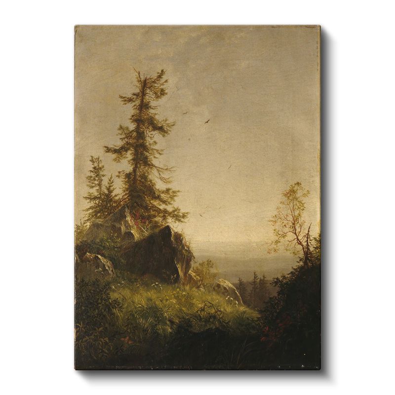 Albert Bierstadt - Ormanlık Tepe Manzarası Kanvas Tablo
