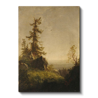 Albert Bierstadt - Ormanlık Tepe Manzarası Kanvas Tablo