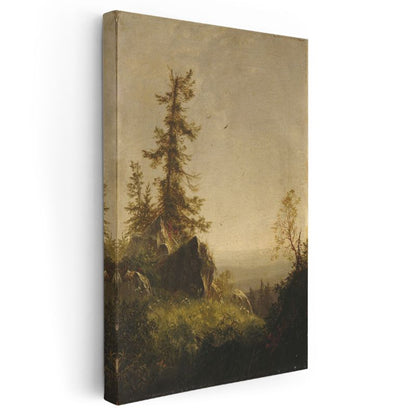 Albert Bierstadt - Ormanlık Tepe Manzarası Kanvas Tablo