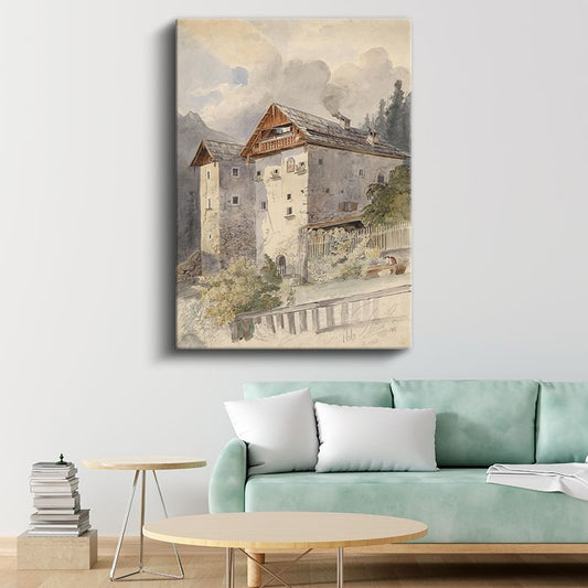 Rudolf von Alt - Alp Dağlarında Kale Kanvas Tablo