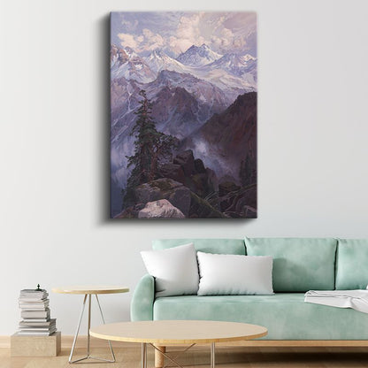 Albert Bierstadt - Karlı Dağ Manzarası Kanvas Tablo