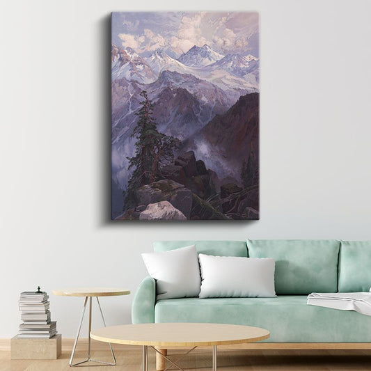 Albert Bierstadt - Karlı Dağ Manzarası Kanvas Tablo