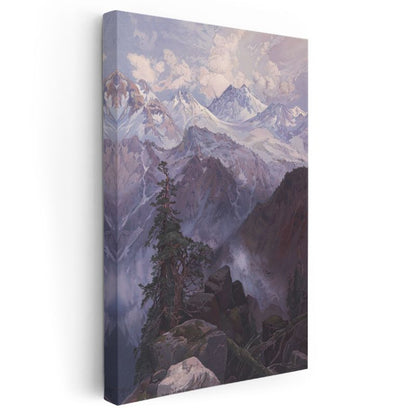 Albert Bierstadt - Karlı Dağ Manzarası Kanvas Tablo