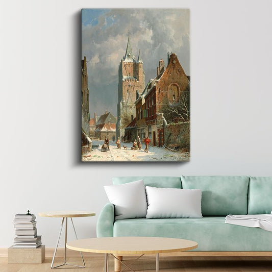 Adrianus Eversen - Kış Manzarası Kanvas Tablo