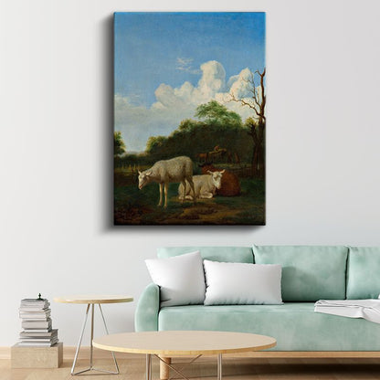 Adriaen van de Velde - Kırsal Manzarada Koyunlar Kanvas Tablo