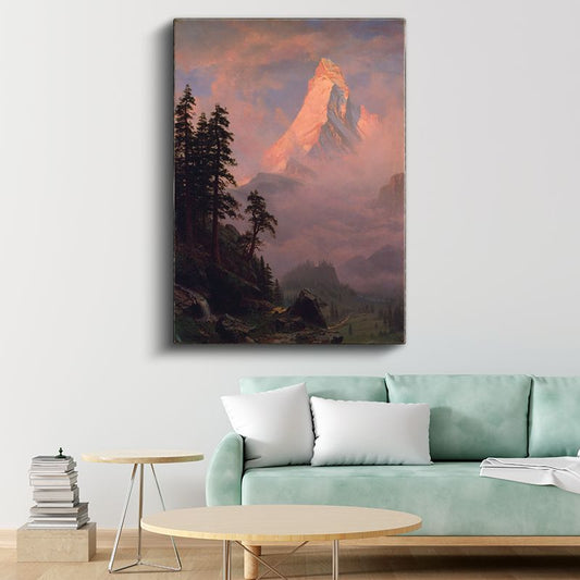 Thomas Moran - Gün Batımında Dağ Kanvas Tablo