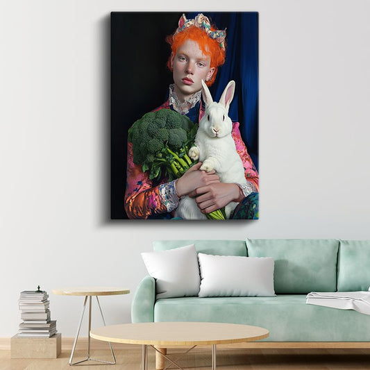 Tim Walker - Tavşanlı Portre Kanvas Tablo