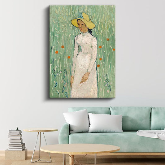 Vincent van Gogh - Sarı Şapkalı Kadın Kanvas Tablo