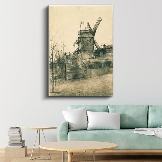 Vincent van Gogh - Le Moulin de Blute-Fin Kanvas Tablo