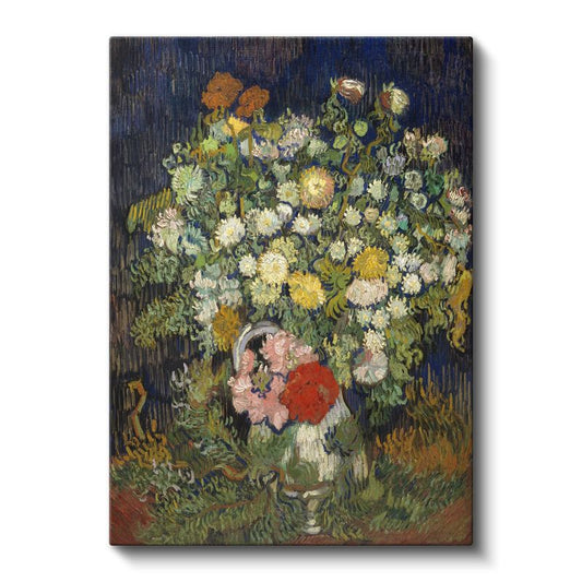 Vincent van Gogh - Vazoda Krizantemler ve Diğer Çiçekler Kanvas Tablo