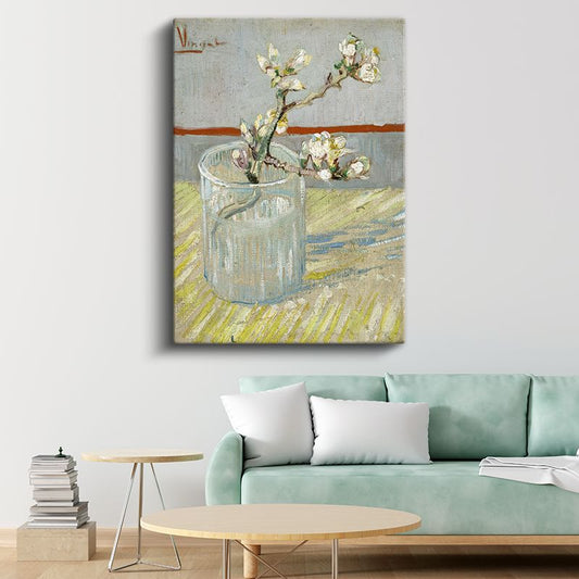 Vincent van Gogh - Bardakta Badem Çiçeği Dalı Kanvas Tablo