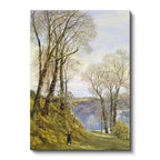 Dikey Kanvas Tablo J.M.W. Turner Ağaçlık Arazi Uzaktan Yelkenli Ressam Tablosu Ev Ofis Duvar Dekoru
