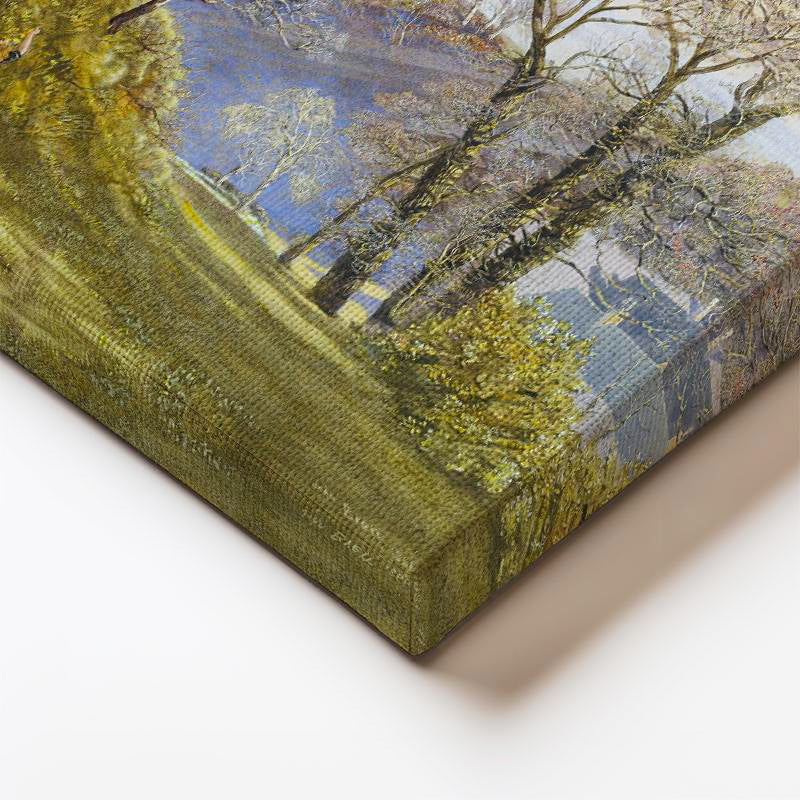 Dikey Kanvas Tablo J.M.W. Turner Ağaçlık Arazi Uzaktan Yelkenli Ressam Tablosu Ev Ofis Duvar Dekoru