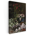 Dikey Kanvas Tablo Claude Monet Sepetli Çiçekler Canlı Renkler Ressam Tablosu Ev Ofis Dekoru