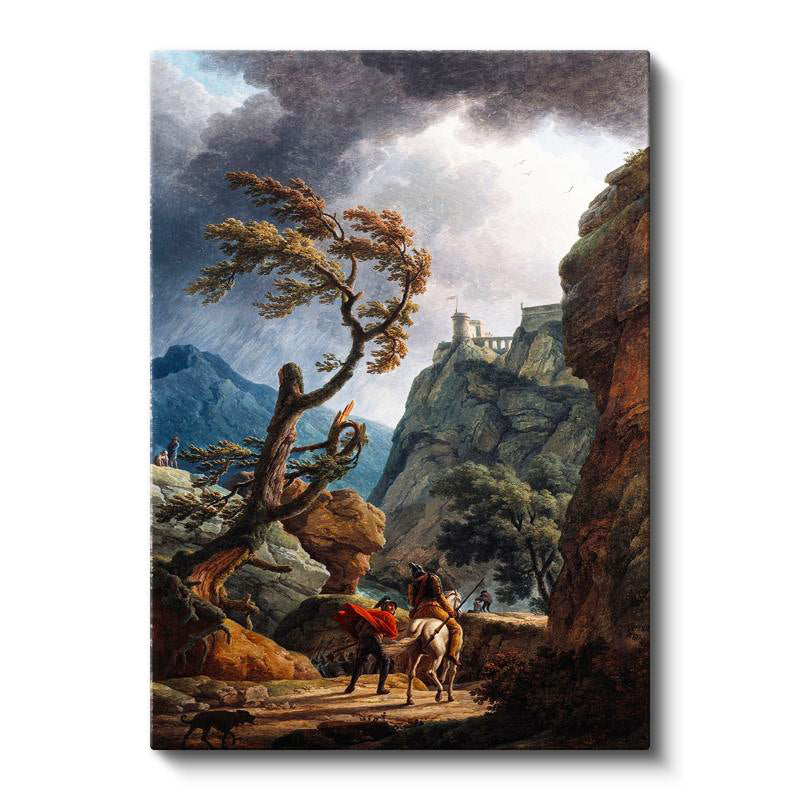 Dikey Kanvas Tablo C.J. Vernet Kale Manzarası Öncesi Yağmurlu Atmosfer Ressam Tablosu Ev Ofis Dekoru