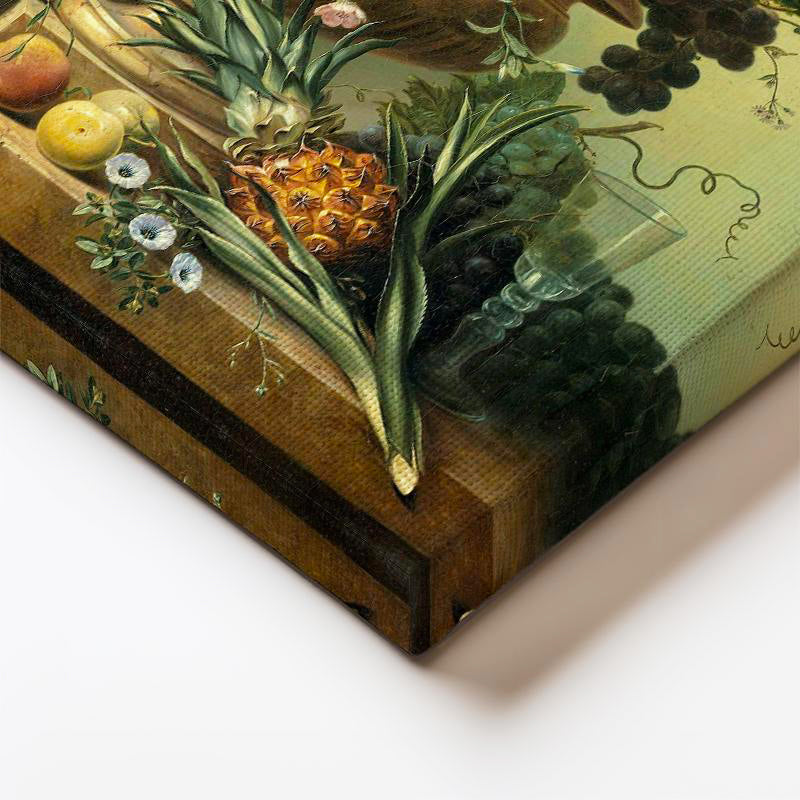 Dikey Kanvas Tablo Jan van Huysum Meyve ve Çiçekler Ananaslı Vazoda Ressam Tablosu Ev Ofis Dekoru