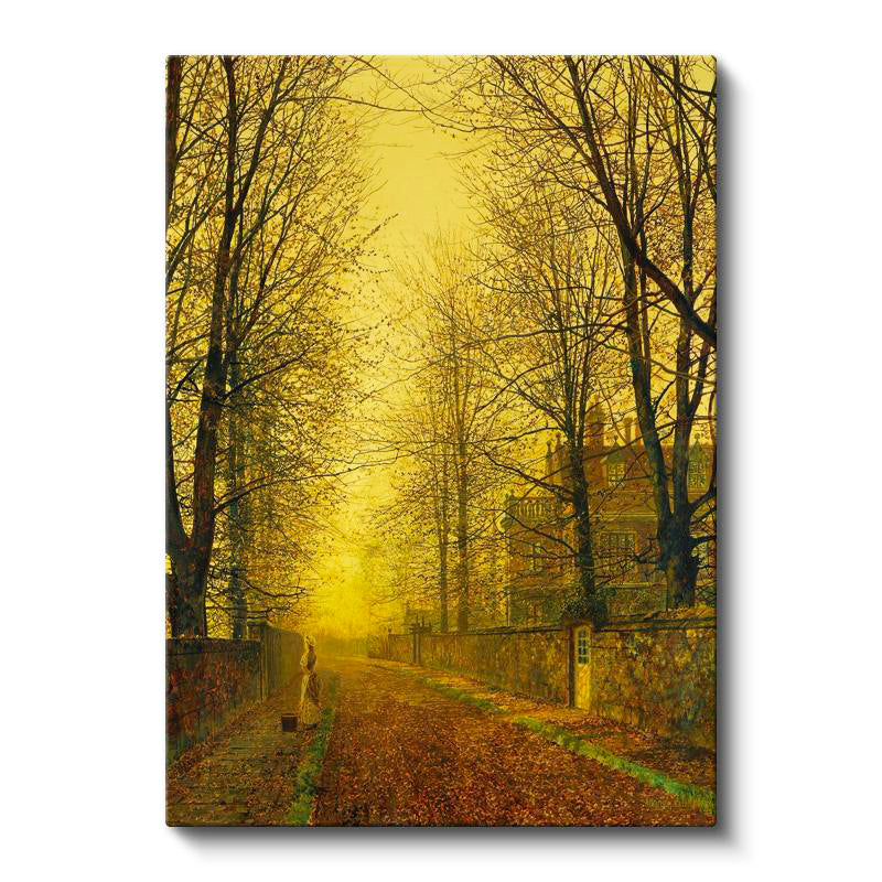 Dikey Kanvas Tablo J.A. Grimshaw Sonbahar Yolu Yürüyen Figür Gündoğumu Ressam Tablosu Ev Ofis Dekoru