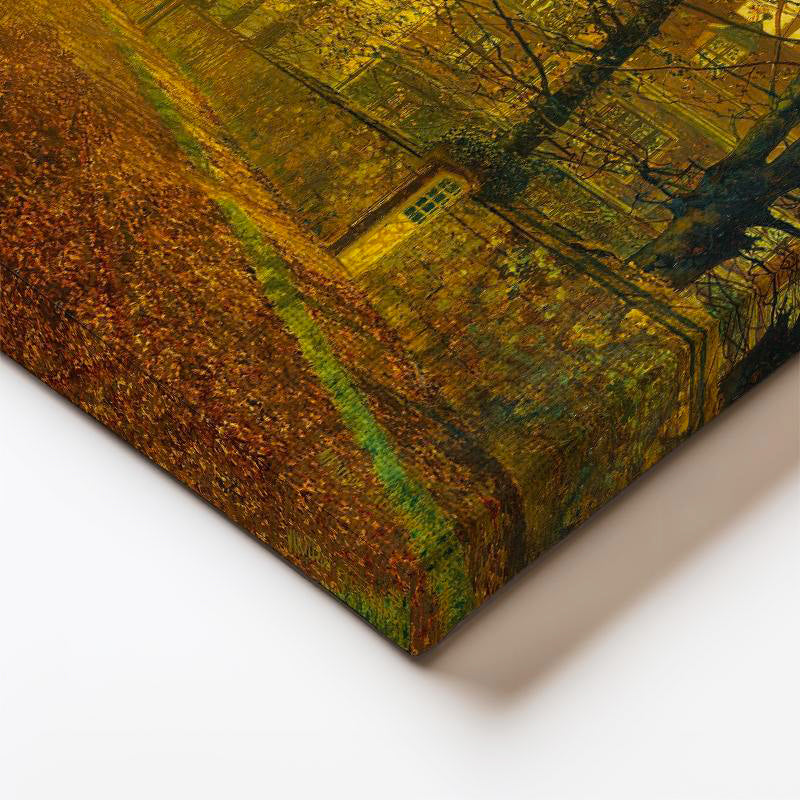 Dikey Kanvas Tablo J.A. Grimshaw Sonbahar Yolu Yürüyen Figür Gündoğumu Ressam Tablosu Ev Ofis Dekoru