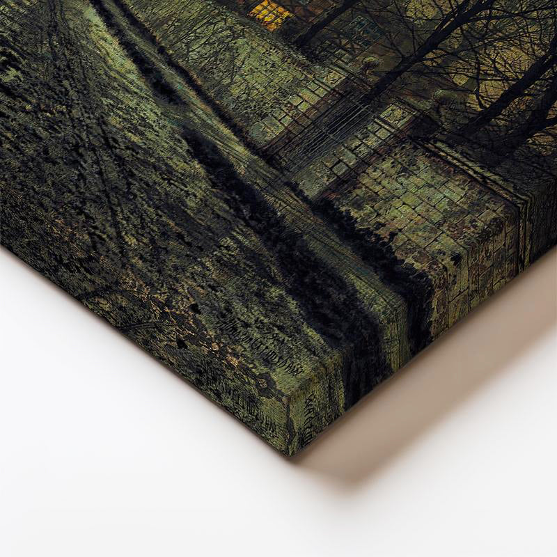 Dikey Kanvas Tablo J.A. Grimshaw Yağmurlu Sokak Figürlü Gece Manzarası Ressam Tablosu Ev Ofis Dekoru