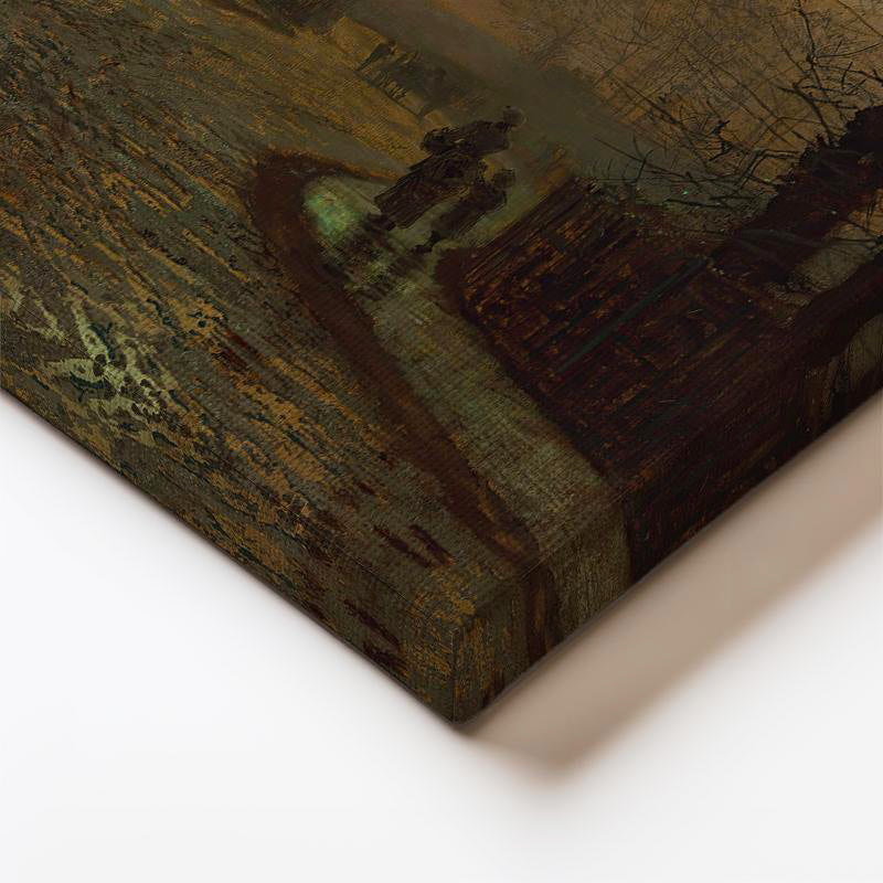 Dikey Kanvas Tablo J.A. Grimshaw Islak Sokak At Arabalı Figür Dolunay Ressam Tablosu Ev Ofis Dekoru