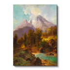 Dikey Kanvas Tablo Andreas Achenbach Dağlık Manzara Köprülü Dere Ressam Tablosu Ev Ofis Dekoru