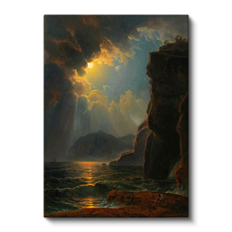 Dikey Kanvas Tablo Thomas Cole Fırtınalı Deniz Kayalık Kıyı Ressam Tablosu Ev Ofis Dekoru