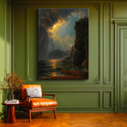 Dikey Kanvas Tablo Thomas Cole Fırtınalı Deniz Kayalık Kıyı Ressam Tablosu Ev Ofis Dekoru