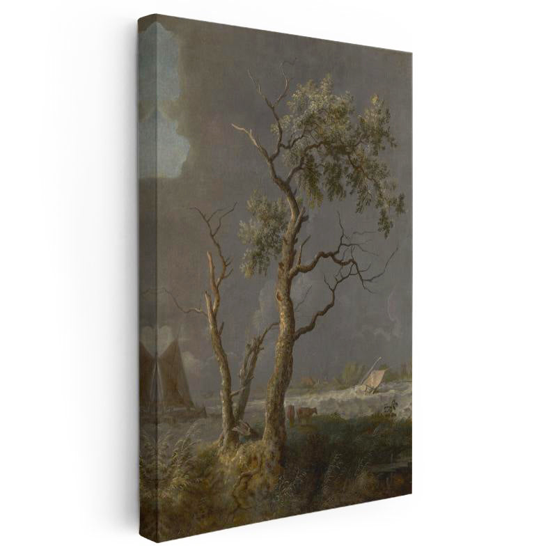 Dikey Kanvas Tablo S.R.V. Yelkenliler Denizi Fırtınalı Hava Dalgalı Su Ressam Tablosu Ev Ofis Dekoru