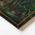 Dikey Kanvas Tablo Hubert Robert Antik Tapınak Figürlü Göl Manzarası Ressam Tablosu Ev Ofis Dekoru