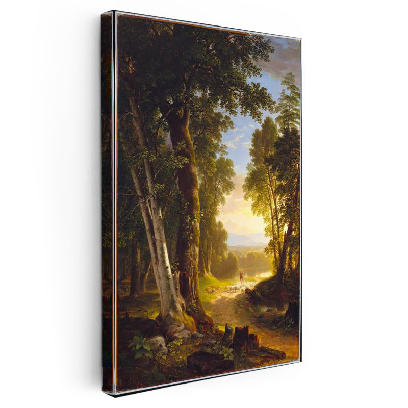 Dikey Kanvas Tablo Asher Durand Orman İçi Patika Yürüyen Figür Ressam Tablosu Ev Ofis Dekoru