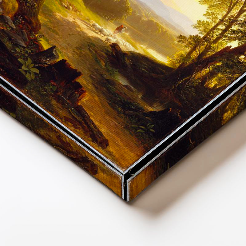 Dikey Kanvas Tablo Asher Durand Orman İçi Patika Yürüyen Figür Ressam Tablosu Ev Ofis Dekoru