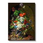 Dikey Kanvas Tablo Sebastian Wegmayr Nergis ve Kelebekler Kuş Yuvalı Ressam Tablosu Ev Ofis Dekoru