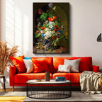 Dikey Kanvas Tablo Sebastian Wegmayr Nergis ve Kelebekler Kuş Yuvalı Ressam Tablosu Ev Ofis Dekoru