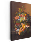 Dikey Kanvas Tablo Severin Roesen Beyaz Şaraplı Kadeh Çilek Üzüm Ressam Tablosu Ev Ofis Dekoru