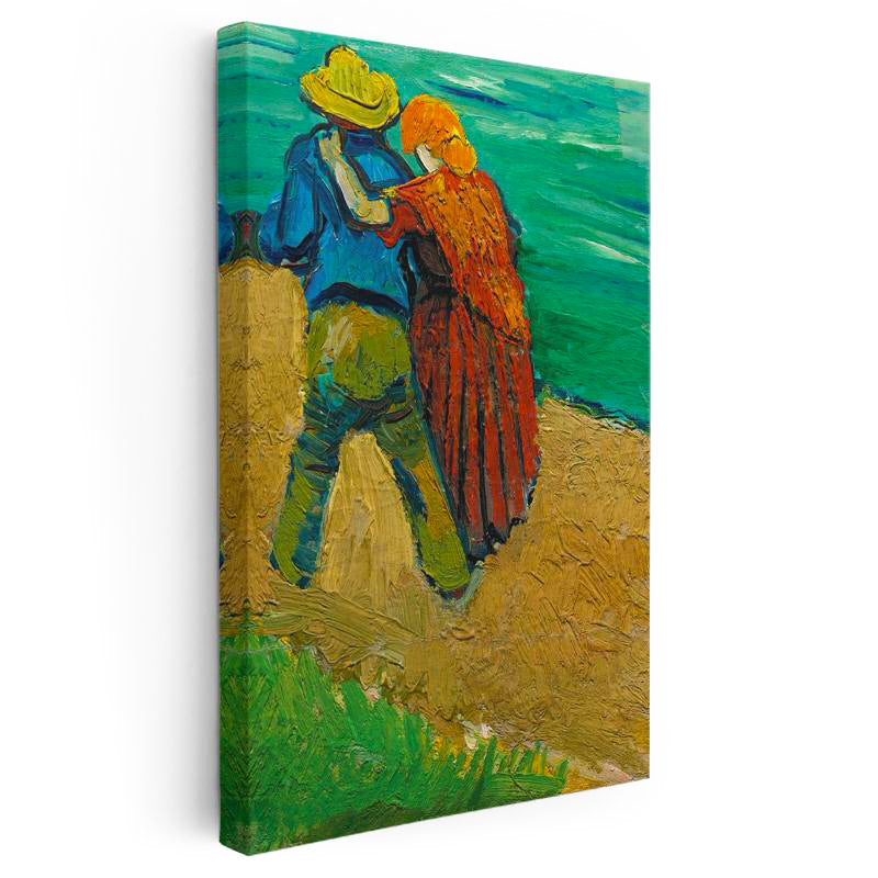 Dikey Kanvas Tablo Vincent van Gogh Kucaklaşan Çift Deniz Kenarı Ressam Tablosu Ev Ofis Dekoru