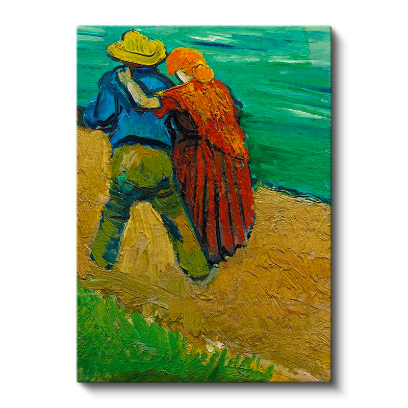 Dikey Kanvas Tablo Vincent van Gogh Kucaklaşan Çift Deniz Kenarı Ressam Tablosu Ev Ofis Dekoru