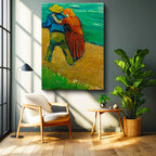 Dikey Kanvas Tablo Vincent van Gogh Kucaklaşan Çift Deniz Kenarı Ressam Tablosu Ev Ofis Dekoru