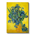 Dikey Kanvas Tablo Vincent van Gogh Mavi İrisler Sarı Fonlu Vazo Ressam Tablosu Ev Ofis Dekoru