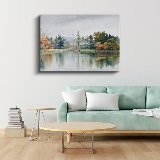 Thomas Girtin - Sonbahar Gölü Manzarası Kanvas Tablo
